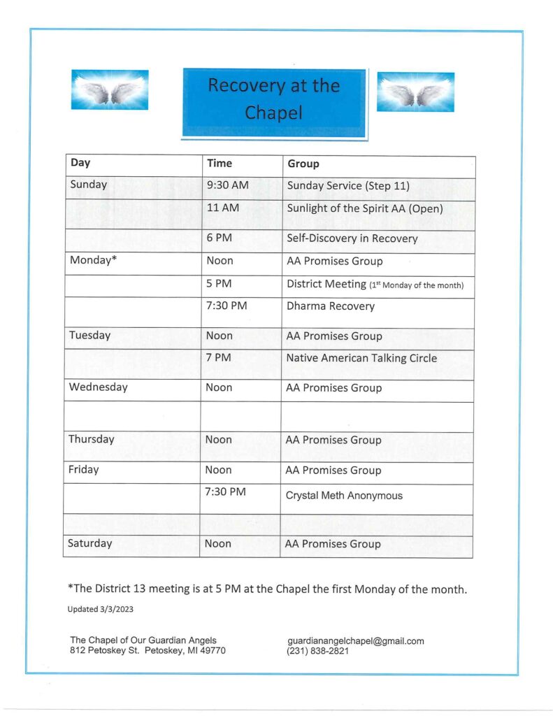 Chapel of Our Guardian Angels Meetings